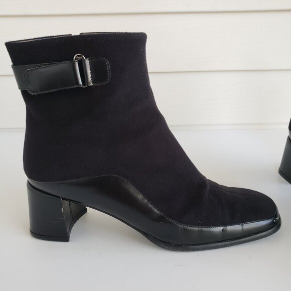 Salvatore Ferragamo Black Cashmere and calf leather ankle ANTONIA boots Women 8 - Picture 5 of 16